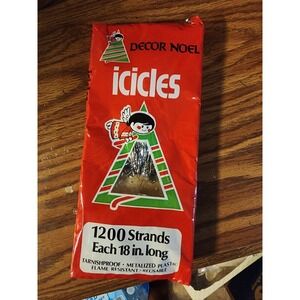 Vintage Decor Noel Silver Foil Christmas Tree Icicles, New In Package